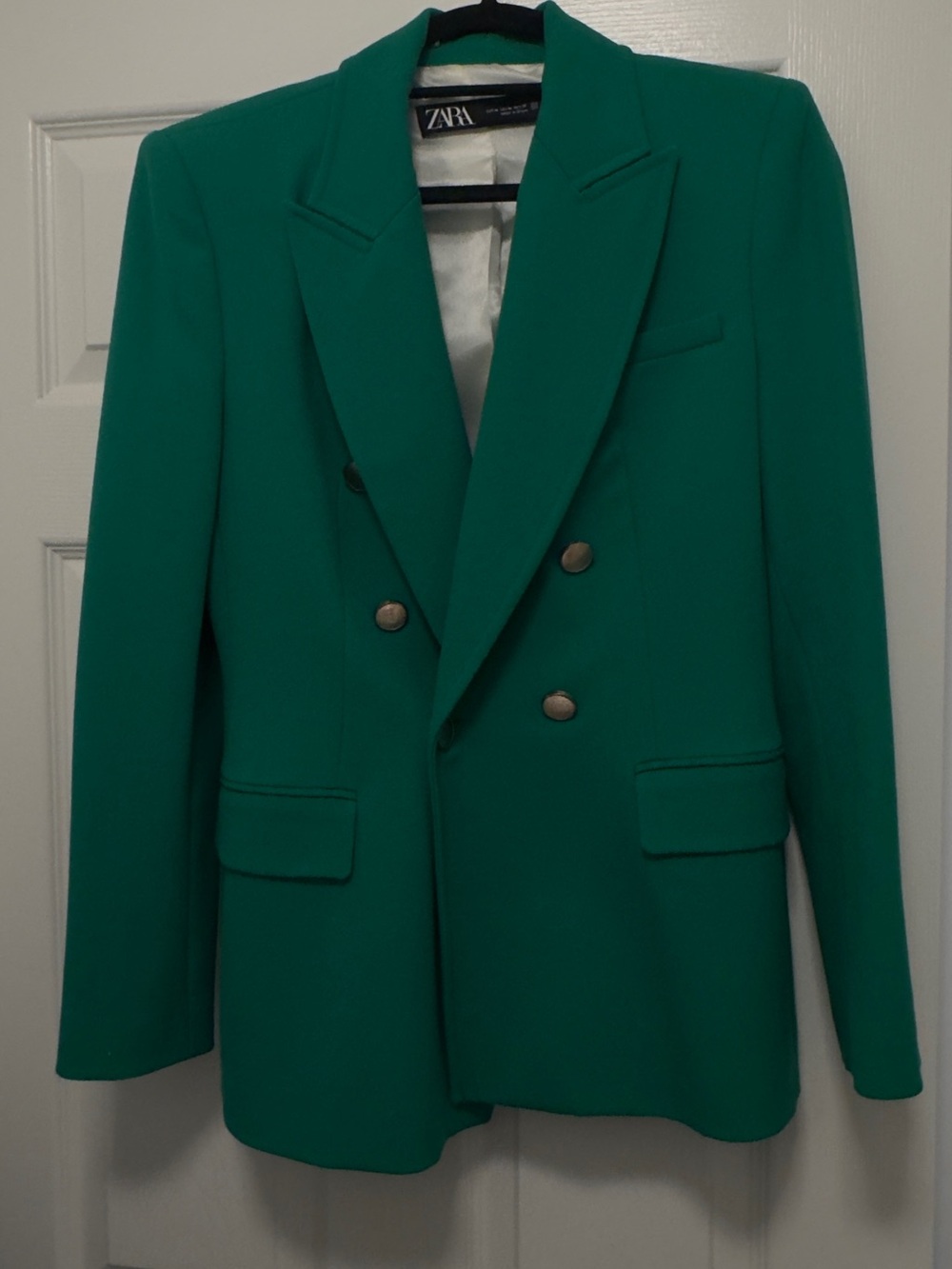 Zara Double-Breasted Emerald Green Blazer
